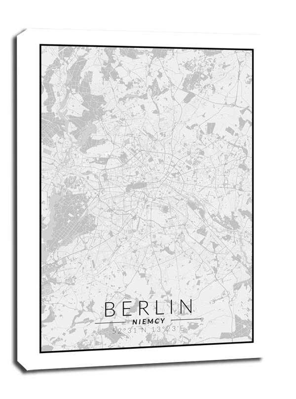 Image of Berlin mapa czarno biała - obraz na płótnie Wymiar do wyboru: 40x50 cm