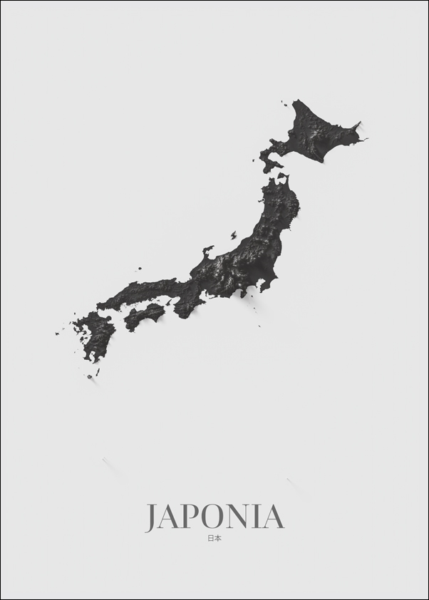 Image of Japonia, mapa grafitowa - plakat Wymiar do wyboru: 50x70 cm