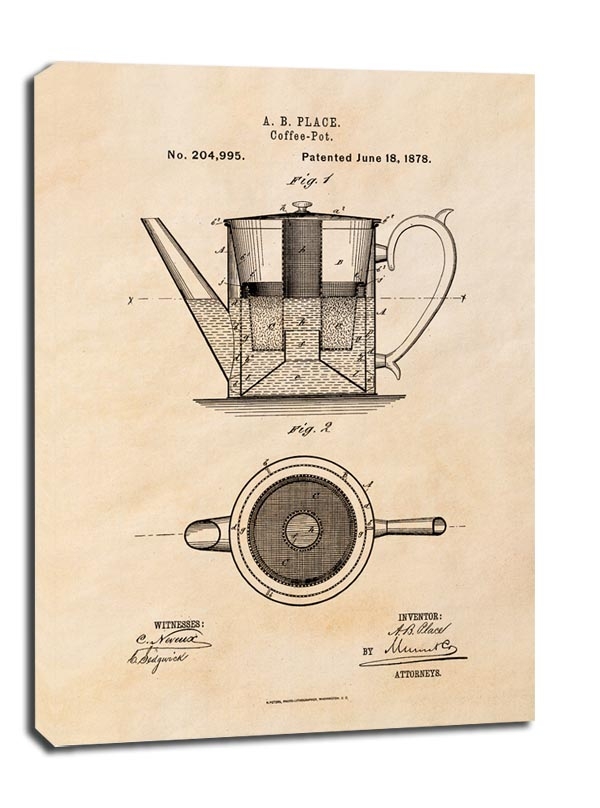 Image of Patent Kawiarka Projekt z1878, sepia - obraz na płótnie Wymiar do wyboru: 20x30 cm