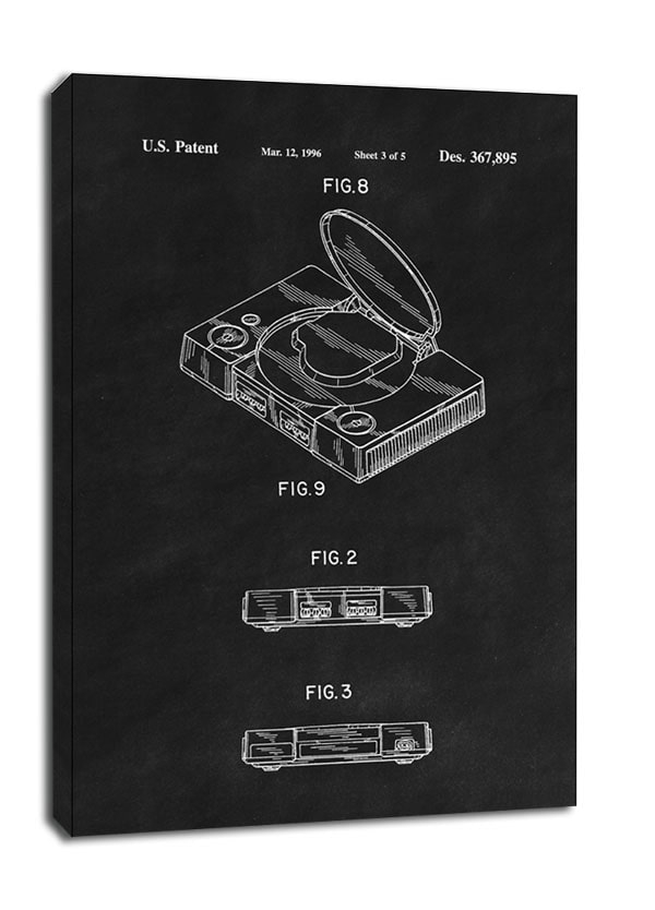 Image of Patent, Konsola PlayStation 1996 Czarny - obraz na płótnie Wymiar do wyboru: 40x60 cm