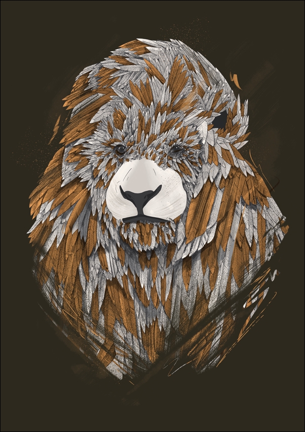 Image of Feathered Lion2 - plakat Wymiar do wyboru: 29,7x42 cm