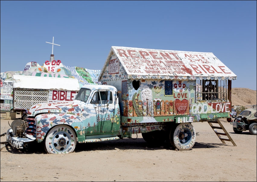 Image of Salvation Mountain is an art installation covering a hill north of Calipatria, California, near Slab City and just several miles from the Salton Sea.,