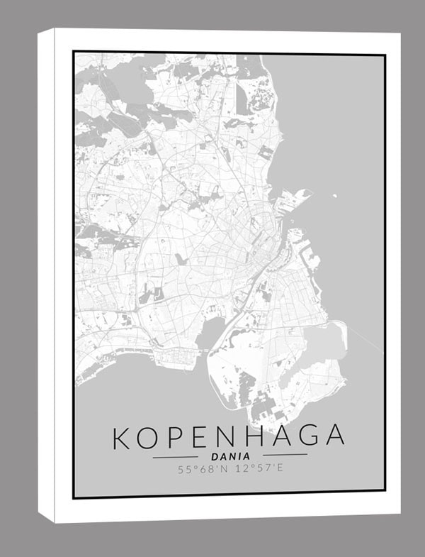 Image of Kopenhaga mapa czarno biała - obraz na płótnie Wymiar do wyboru: 20x30 cm