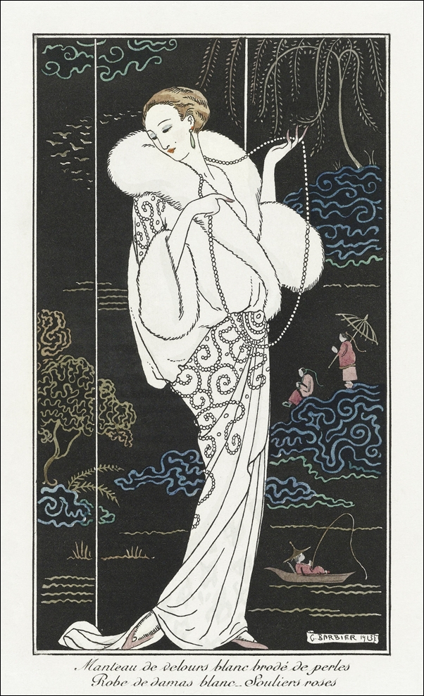 Image of Costumes Parisiens, No.112: Manteau de velours from Journal des Dames et des Modes, George Barbier - plakat Wymiar do wyboru: 59,4x84,1 cm