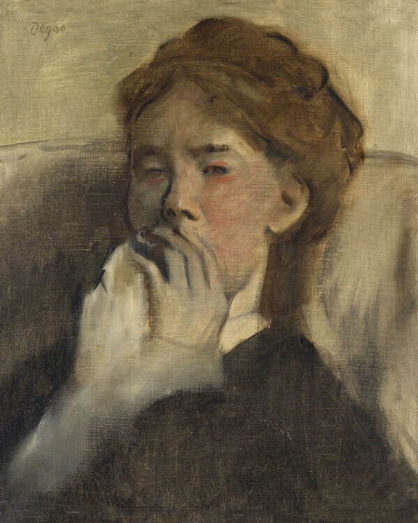 Image of Young Woman with Her Hand over Her Mouth, Edgar Degas - plakat Wymiar do wyboru: 30x40 cm