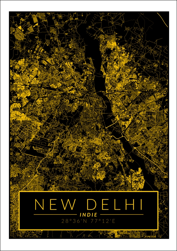 Image of Delhi mapa złota - plakat Wymiar do wyboru: 70x100 cm