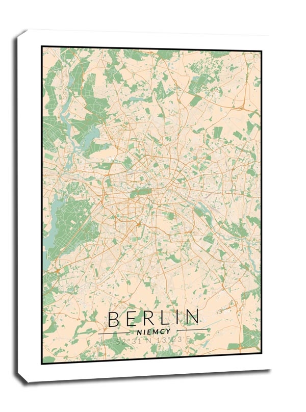 Image of Berlin mapa kolorowa - obraz na płótnie Wymiar do wyboru: 30x40 cm