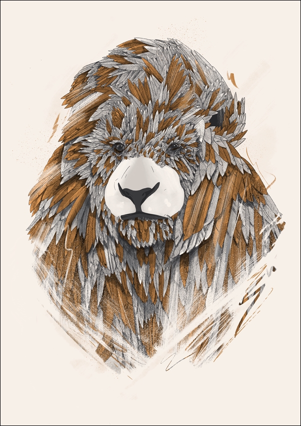 Image of feathered lion - plakat Wymiar do wyboru: 30x40 cm