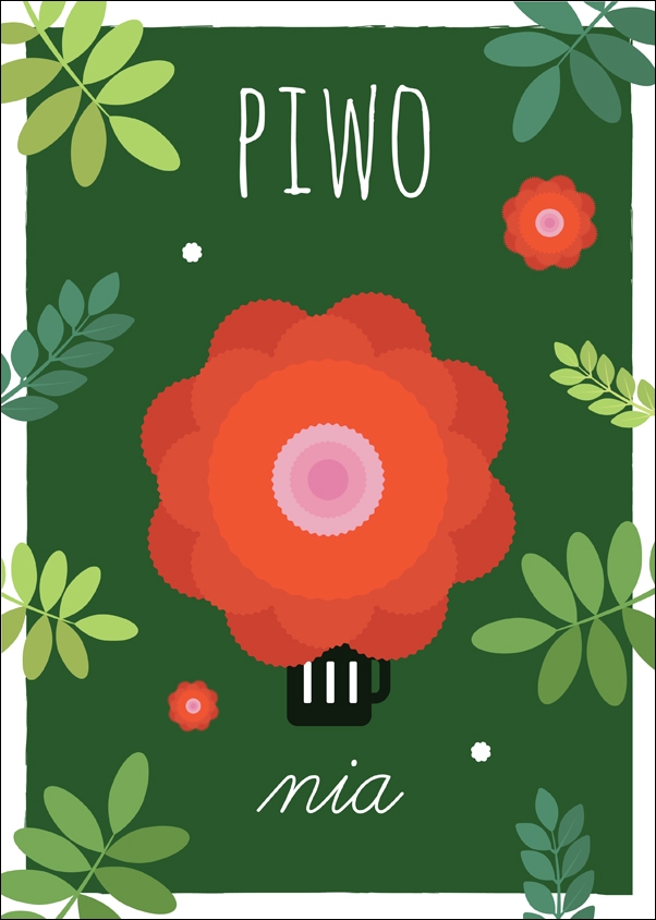 Image of PiwoNia zielone tło - plakat Wymiar do wyboru: 40x60 cm