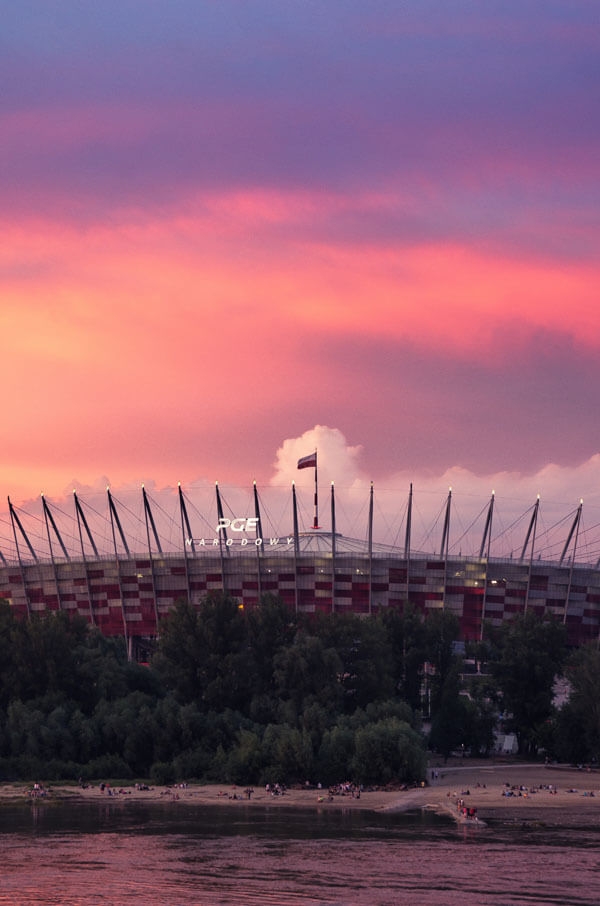Image of Zachód nad Stadionem - plakat premium Wymiar do wyboru: 70x100 cm