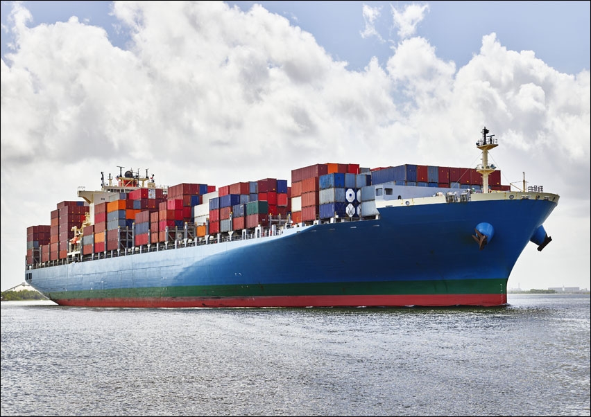 Image of A massive container ship plies the Savannah River in Savannah, Georgia., Carol Highsmith - plakat Wymiar do wyboru: 40x30 cm