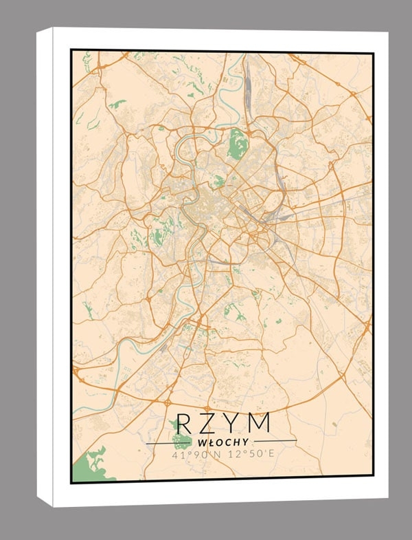 Image of Rzym mapa kolorowa - obraz na płótnie Wymiar do wyboru: 60x90 cm