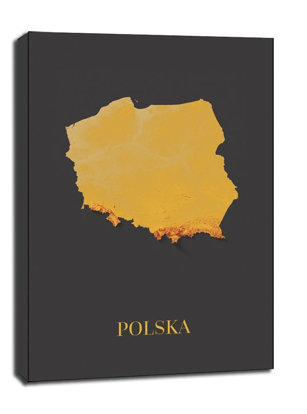 Image of Polska mapa złota - obraz na płótnie Wymiar do wyboru: 61x91,5 cm