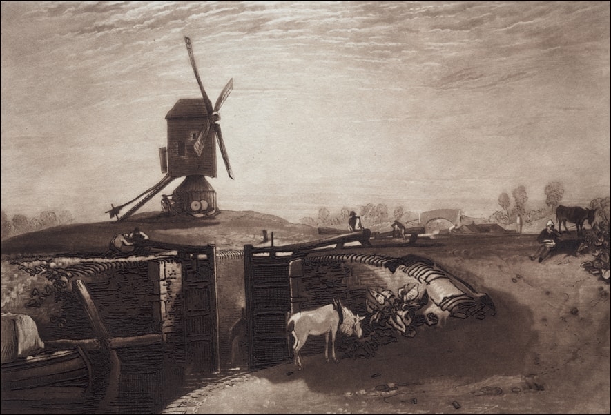 Image of Liber Studiorum Windmill and Lock, William Turner - plakat Wymiar do wyboru: 100x70 cm