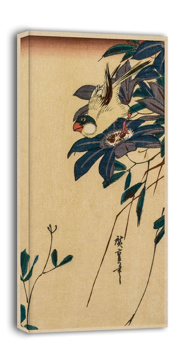 Image of Grosbeak and Clematis, Hiroshige - obraz na płótnie Wymiar do wyboru: 30x60 cm