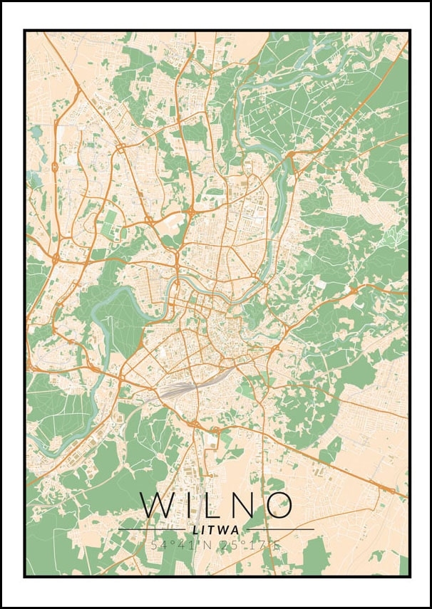 Image of Wilno mapa kolorowa - plakat Wymiar do wyboru: 21x29,7 cm