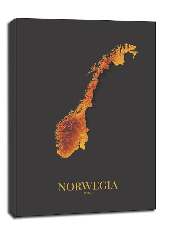 Image of Norwegia mapa złota - obraz na płótnie Wymiar do wyboru: 40x60 cm