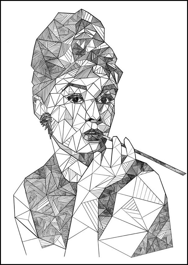 Image of Geometryczna Audrey Hepburn - plakat Wymiar do wyboru: 30x40 cm