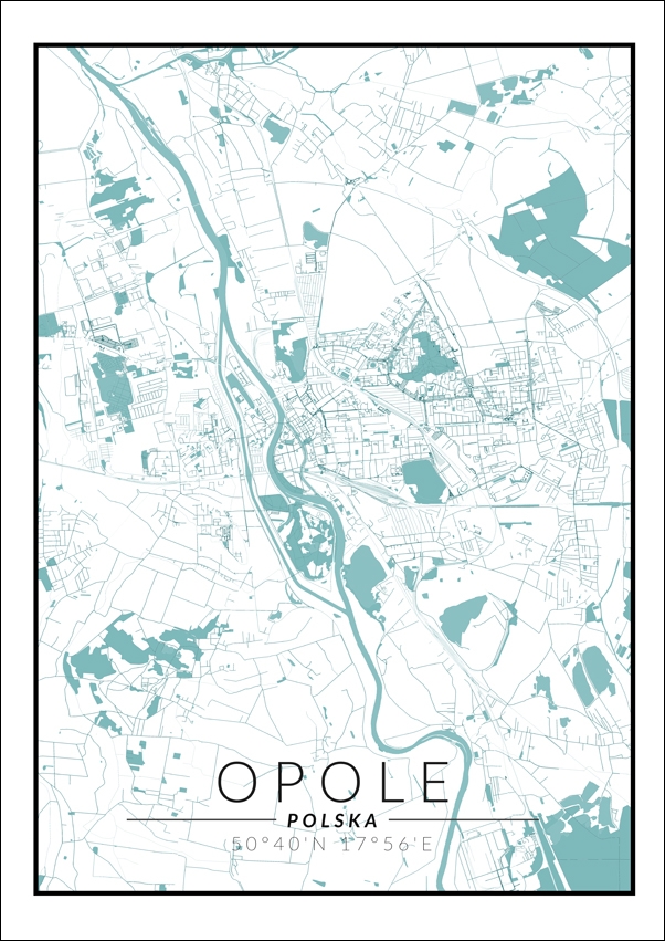 Image of Opole mapa blue - plakat Wymiar do wyboru: 40x50 cm