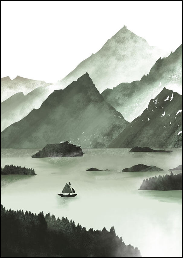 Image of Wzgórza, żaglówka - plakat Wymiar do wyboru: 50x70 cm