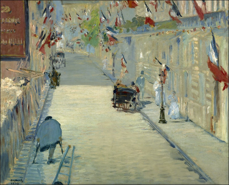 Image of The Rue Mosnier with Flags, Edouard Manet - plakat Wymiar do wyboru: 30x20 cm