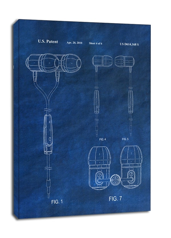 Image of Patent, Sluchawki 2010 Niebieskie - obraz na płótnie Wymiar do wyboru: 70x100 cm