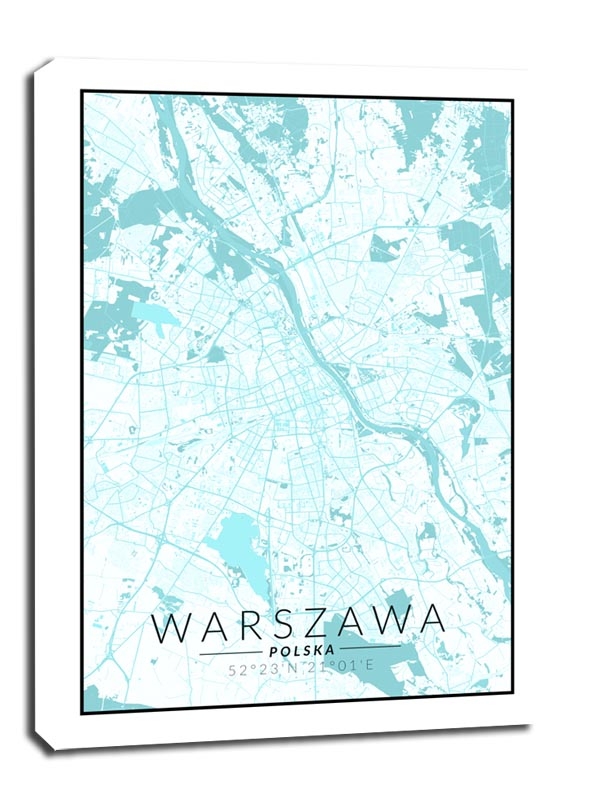 Image of Warszawa mapa blue - obraz na płótnie Wymiar do wyboru: 30x40 cm