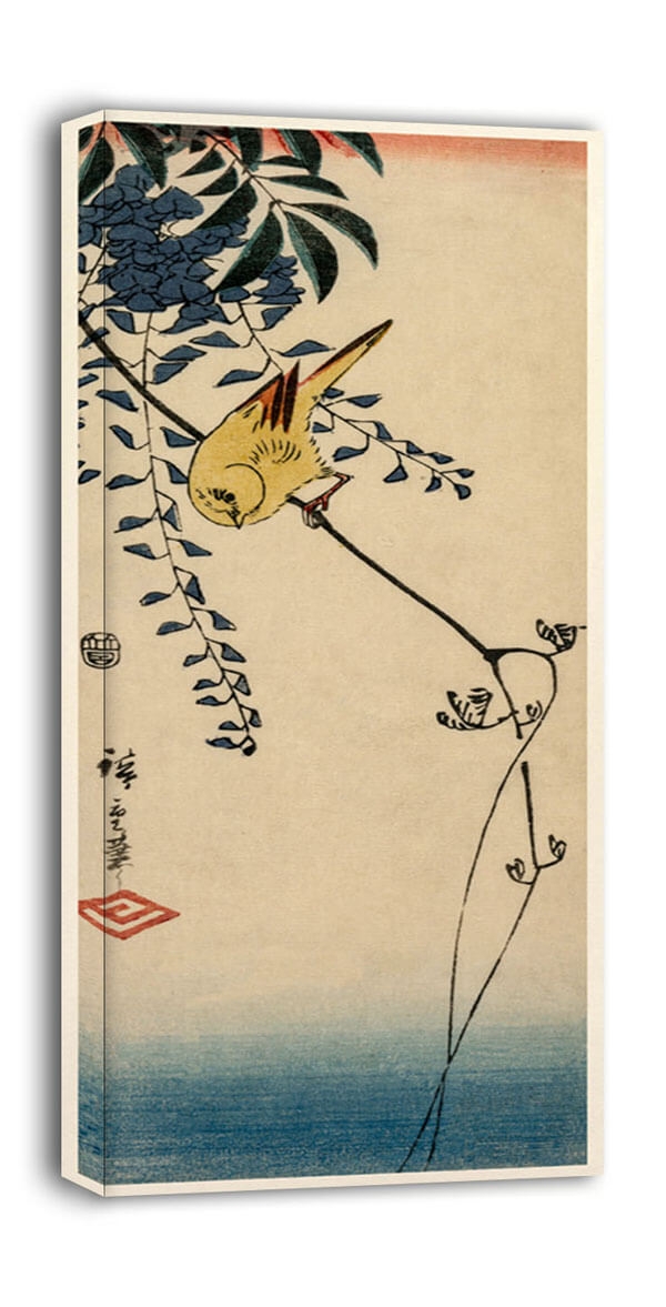 Image of Canary and Wisteria, Hiroshige - obraz na płótnie Wymiar do wyboru: 30x60 cm