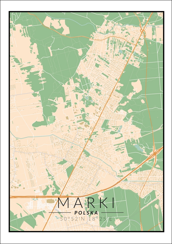 Image of Marki mapa kolorowa - plakat Wymiar do wyboru: 29,7x42 cm