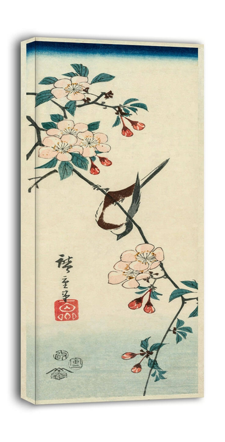 Image of Small Bird on Cherry Branch, Hiroshige - obraz na płótnie Wymiar do wyboru: 50x100 cm