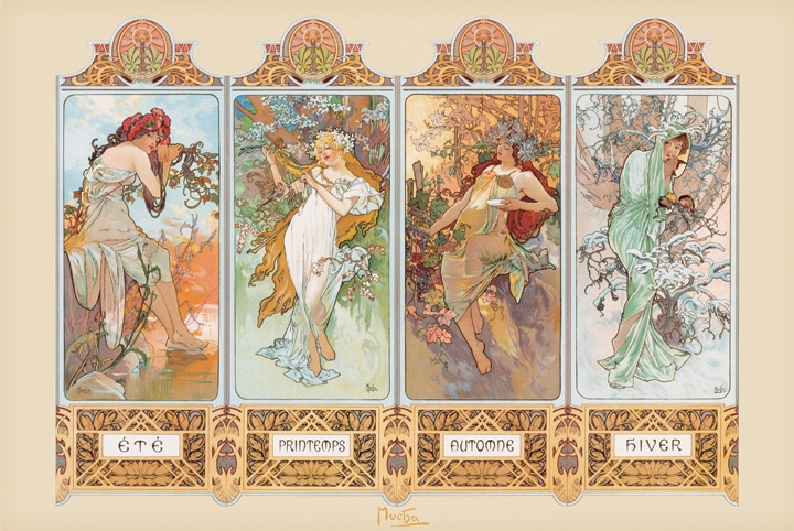 Image of Alfons Mucha 4 Pory Roku - Secesja - plakat