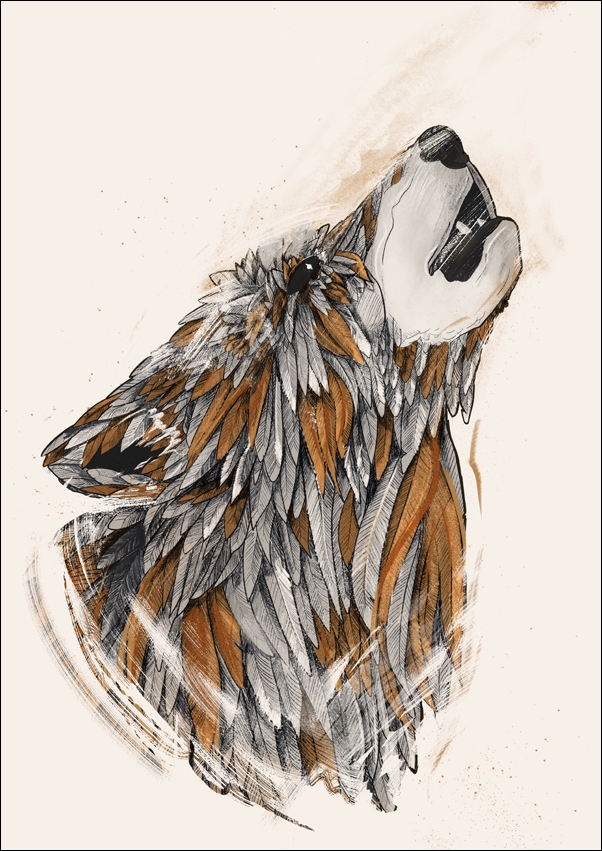 Image of Feathered Wolf 2 - plakat Wymiar do wyboru: 30x40 cm