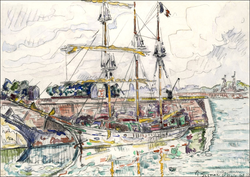 Image of Docks at Saint Malo, Paul Signac - plakat Wymiar do wyboru: 50x40 cm