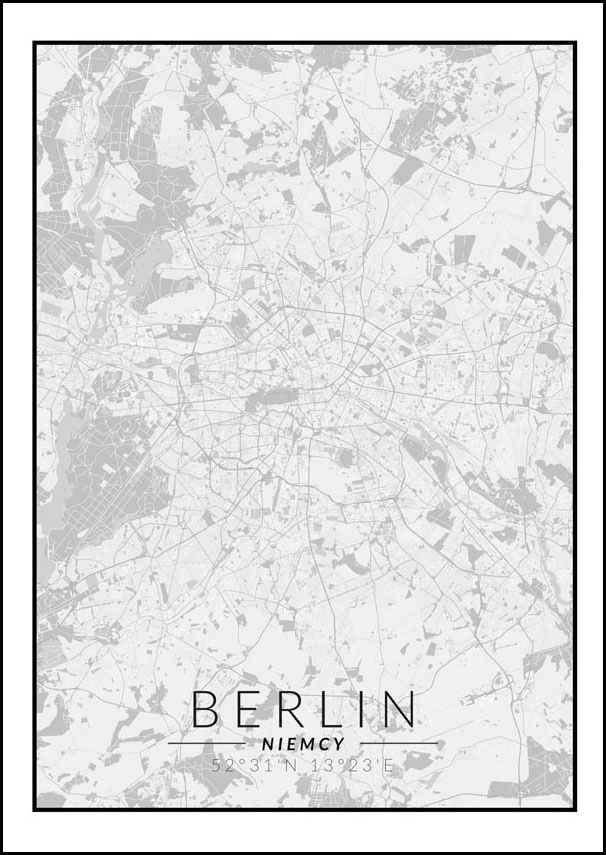 Image of Berlin mapa czarno biała - plakat Wymiar do wyboru: 70x100 cm