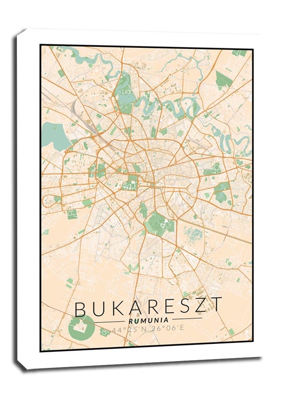 Image of Bukareszt mapa kolorowa - obraz na płótnie Wymiar do wyboru: 70x100 cm
