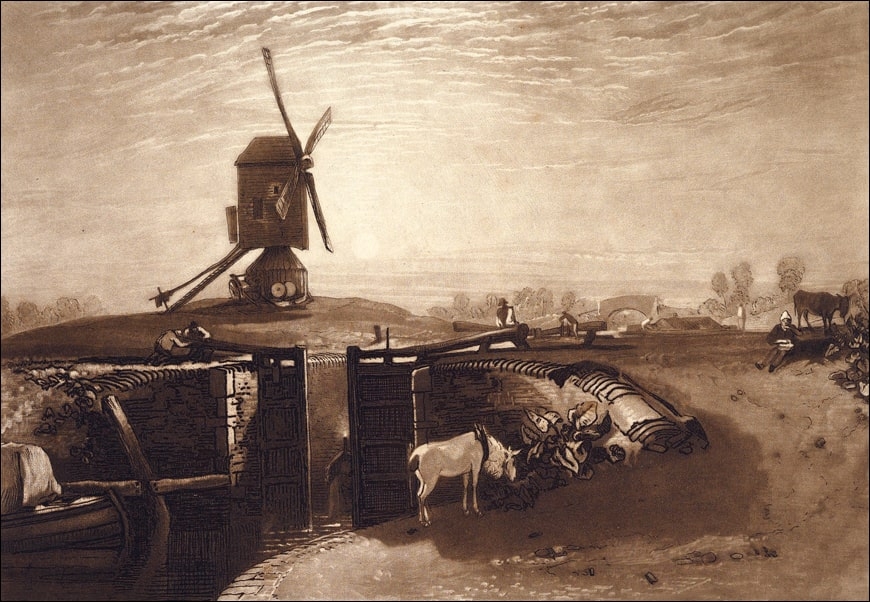 Image of Windmill and Lock (Liber Studiorum, part VI, plate 27), William Turner - plakat Wymiar do wyboru: 60x40 cm