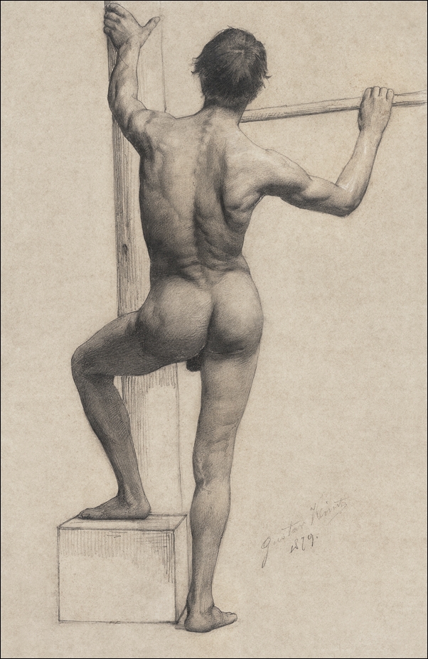 Image of Male Nude with Left Foot on a Pedestal, Gustav Klimt - plakat Wymiar do wyboru: 40x60 cm