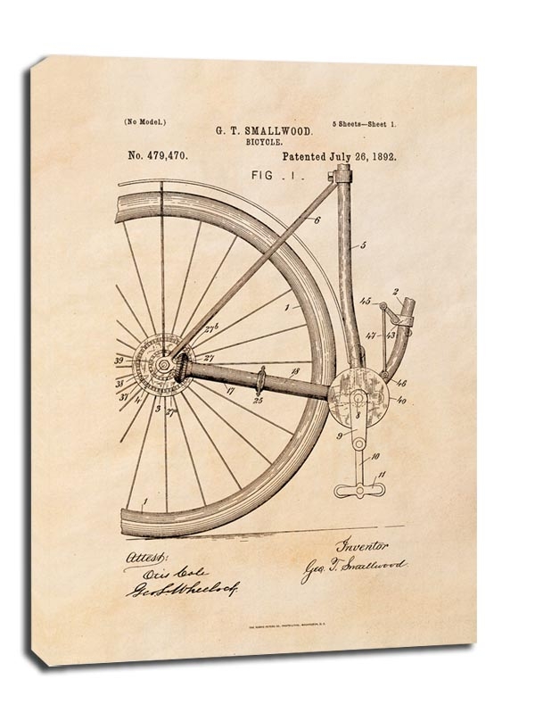 Image of Patent Rower Projekt z 1892, sepia - obraz na płótnie Wymiar do wyboru: 30x40 cm