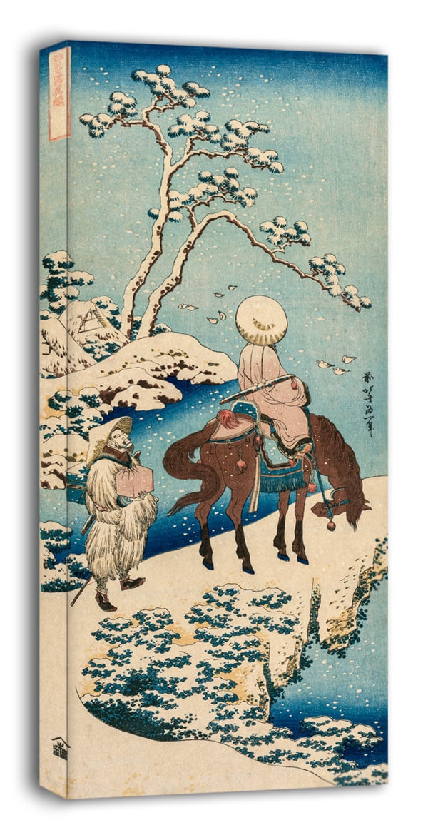 Image of Chinese Official Pausing on a Bridge to View the Snow, Hokusai - obraz na płótnie Wymiar do wyboru: 30x60 cm