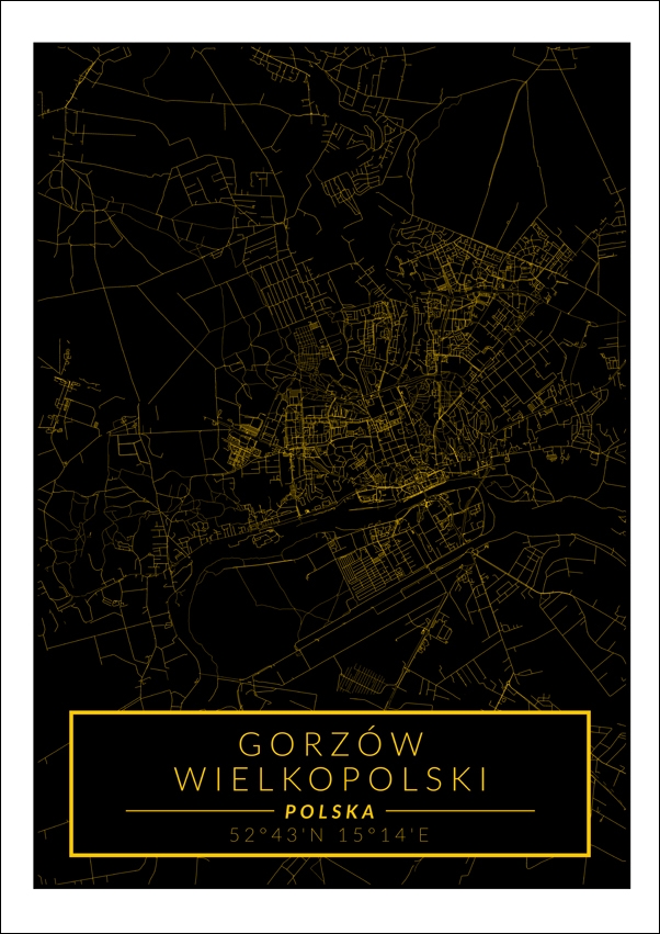 Image of Gorzów Wielkopolski mapa złota - plakat Wymiar do wyboru: 50x70 cm