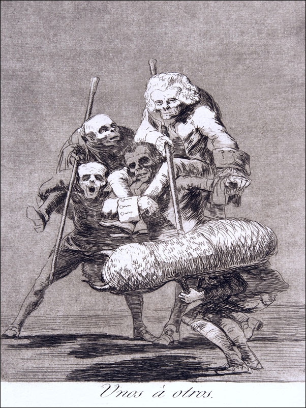 Image of Plate 77 from Los Caprichos- What one does to another (Unos á otros, Francisco Goya - plakat Wymiar do wyboru: 59,4x84,1 cm