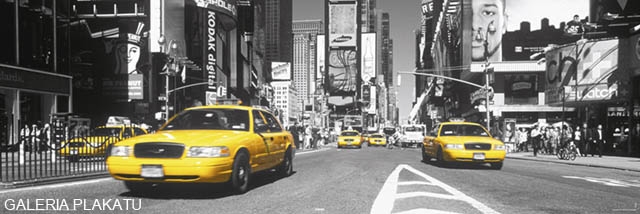 Image of Nowy Jork Times Square yellow Taxi - plakat