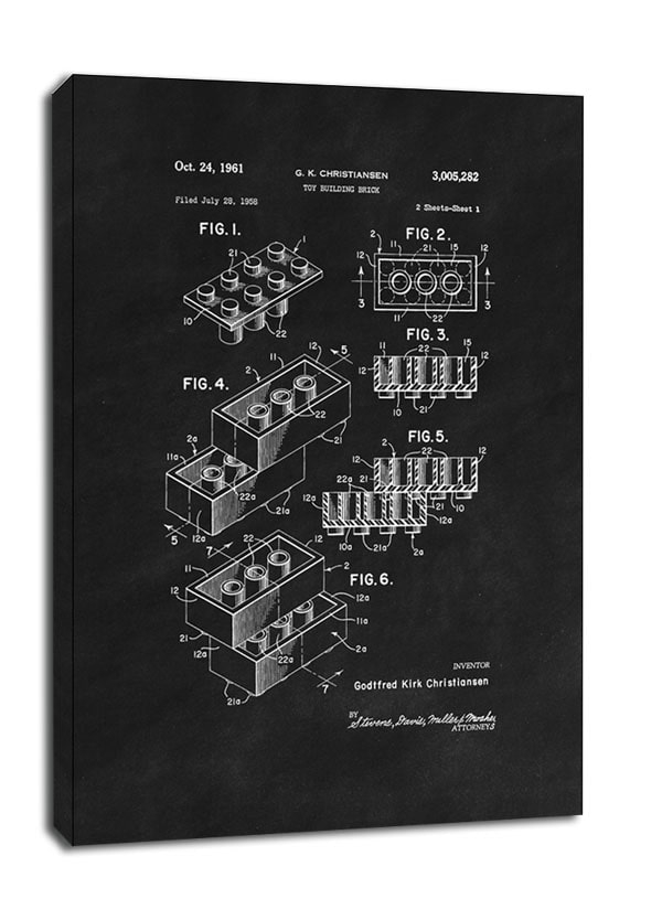 Image of Patent, Lego 1961 Czarne - obraz na płótnie Wymiar do wyboru: 30x40 cm