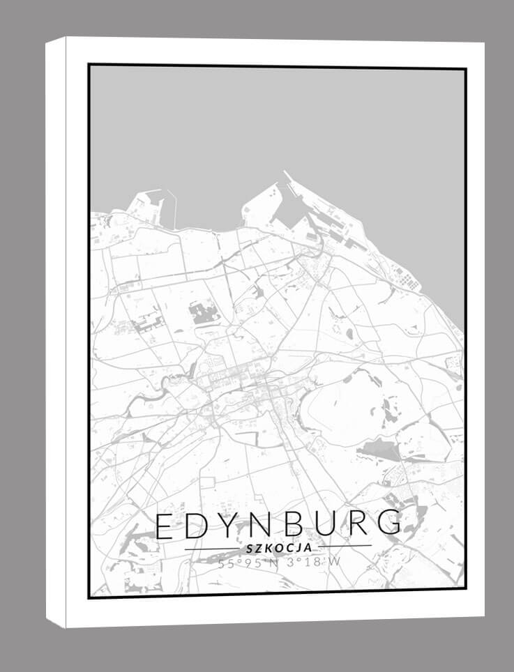 Image of Edynburg mapa czarno biała - obraz na płótnie Wymiar do wyboru: 20x30 cm