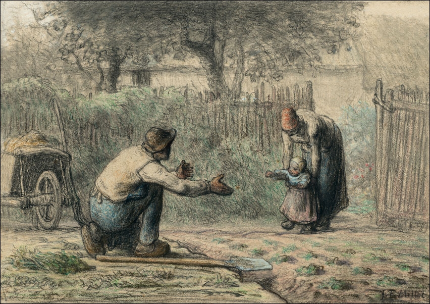 Image of First Steps, Jean-François Millet - plakat Wymiar do wyboru: 91,5x61 cm