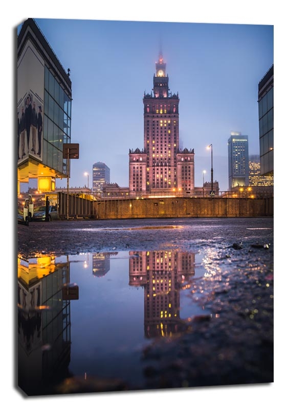 Image of Warszawa w kałuży - obraz na płótnie Wymiar do wyboru: 90x120 cm