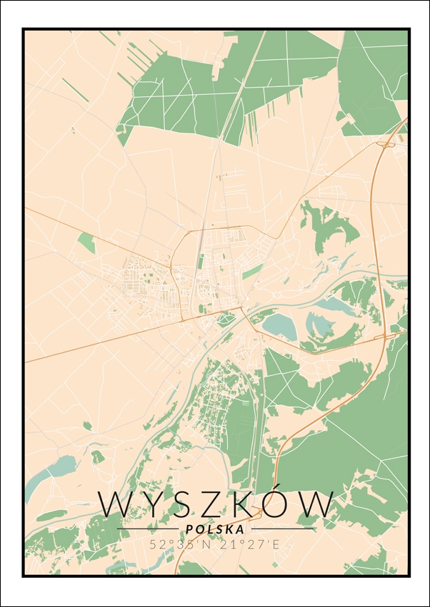 Image of Wyszków mapa kolorowa - plakat Wymiar do wyboru: 21x29,7 cm