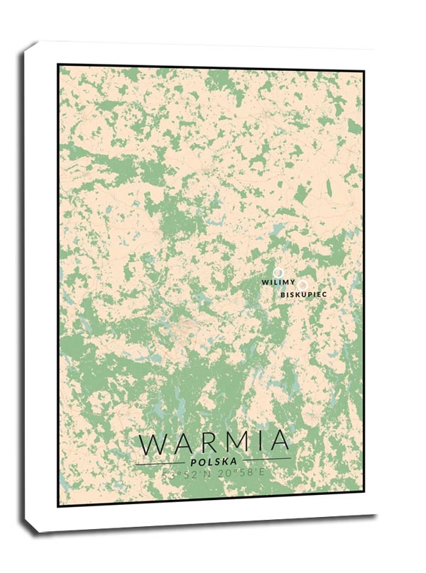 Image of Warmia mapa kolorowa - obraz na płótnie Wymiar do wyboru: 50x70 cm