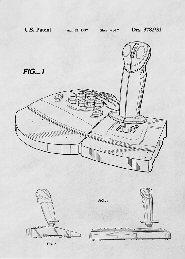 Image of Patent, Joystick Do gier 1997 - plakat Wymiar do wyboru: 30x40 cm