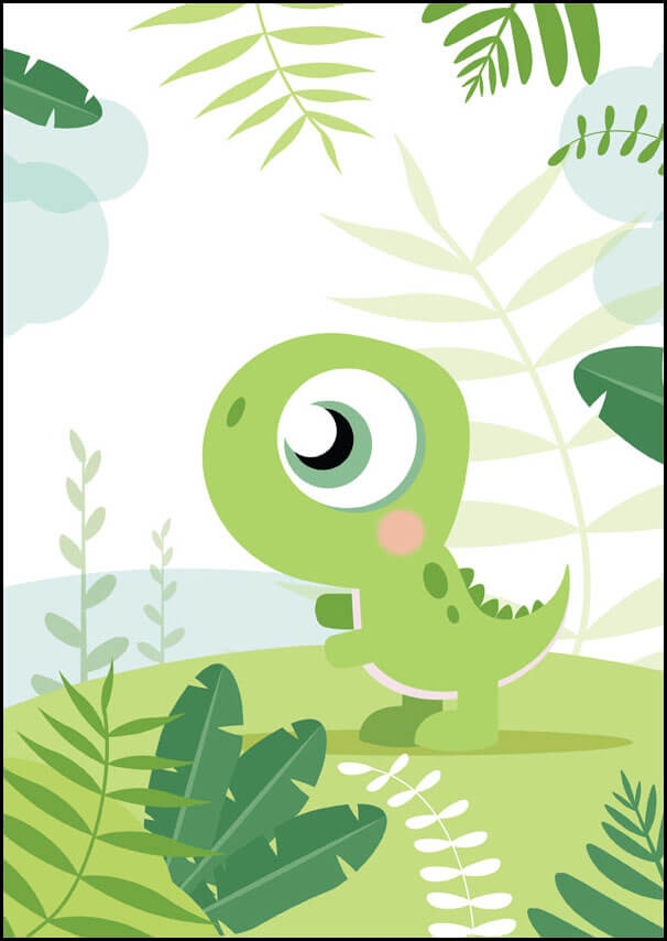 Image of Dino zielony - plakat Wymiar do wyboru: 60x80 cm